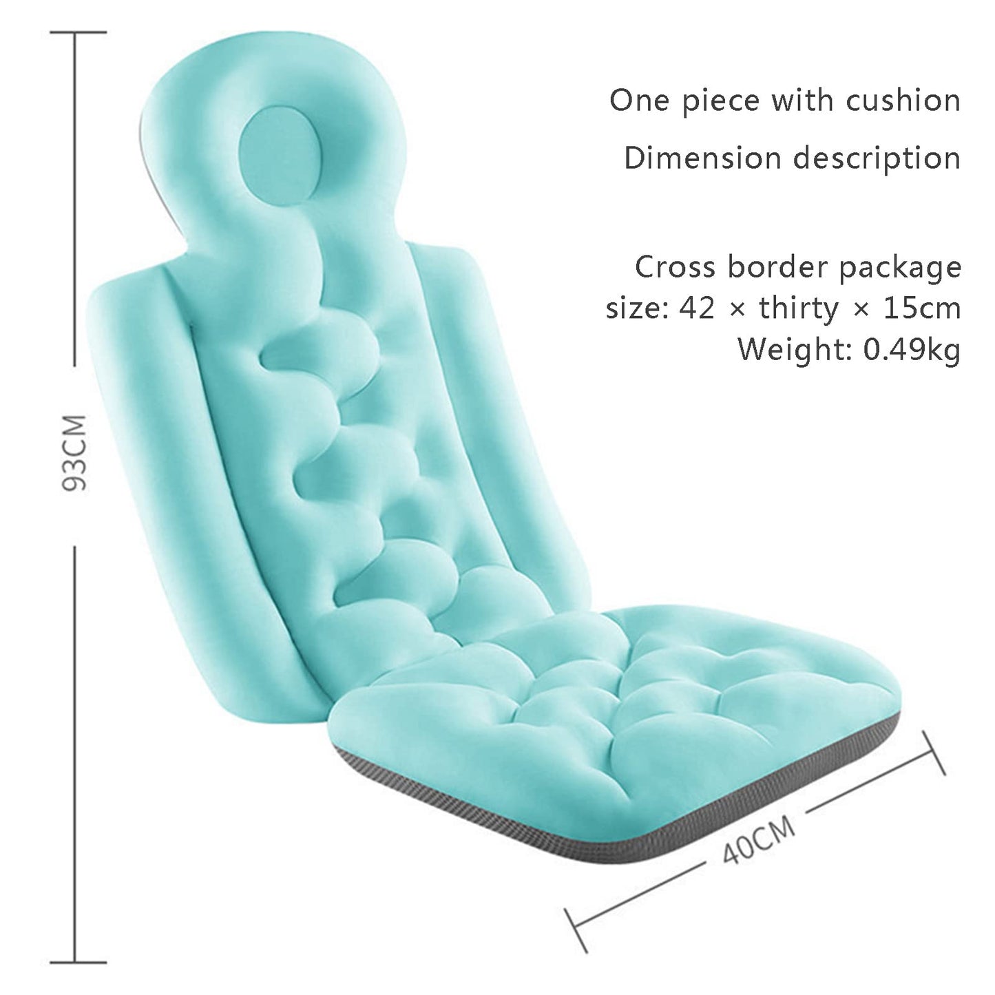 Full Body Bath Pillow, Bath Pillows for Tub, Tub Pillow for Bath Head and Neck Support Ergonomic Quick Dry Headrest Cushion Bath Accessories (Blue-93cm*40cm)
