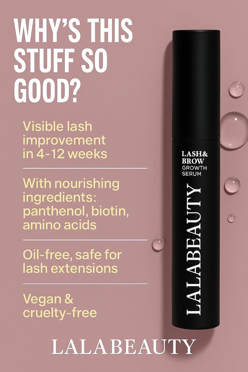 LalaBeautyCo Lash Growth Serum - Longer, Thicker, Fuller Lashes | Peptide & Biotin Formula, Ophthalmologist Tested