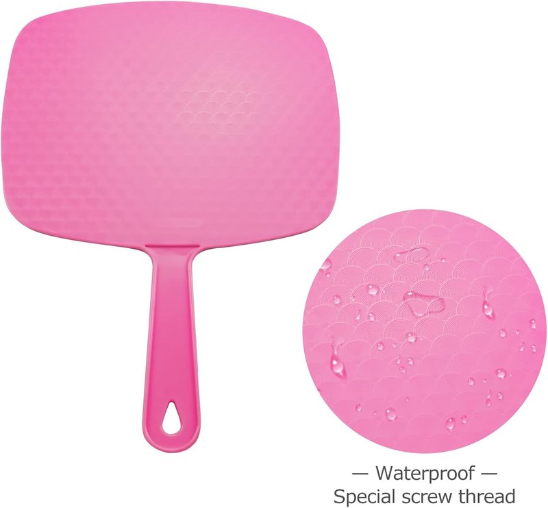 DVHOK Handheld Mirror, Portable Hand Mirror with Hanging Hole in Handle, Pink 10.4" L x 7.4" W