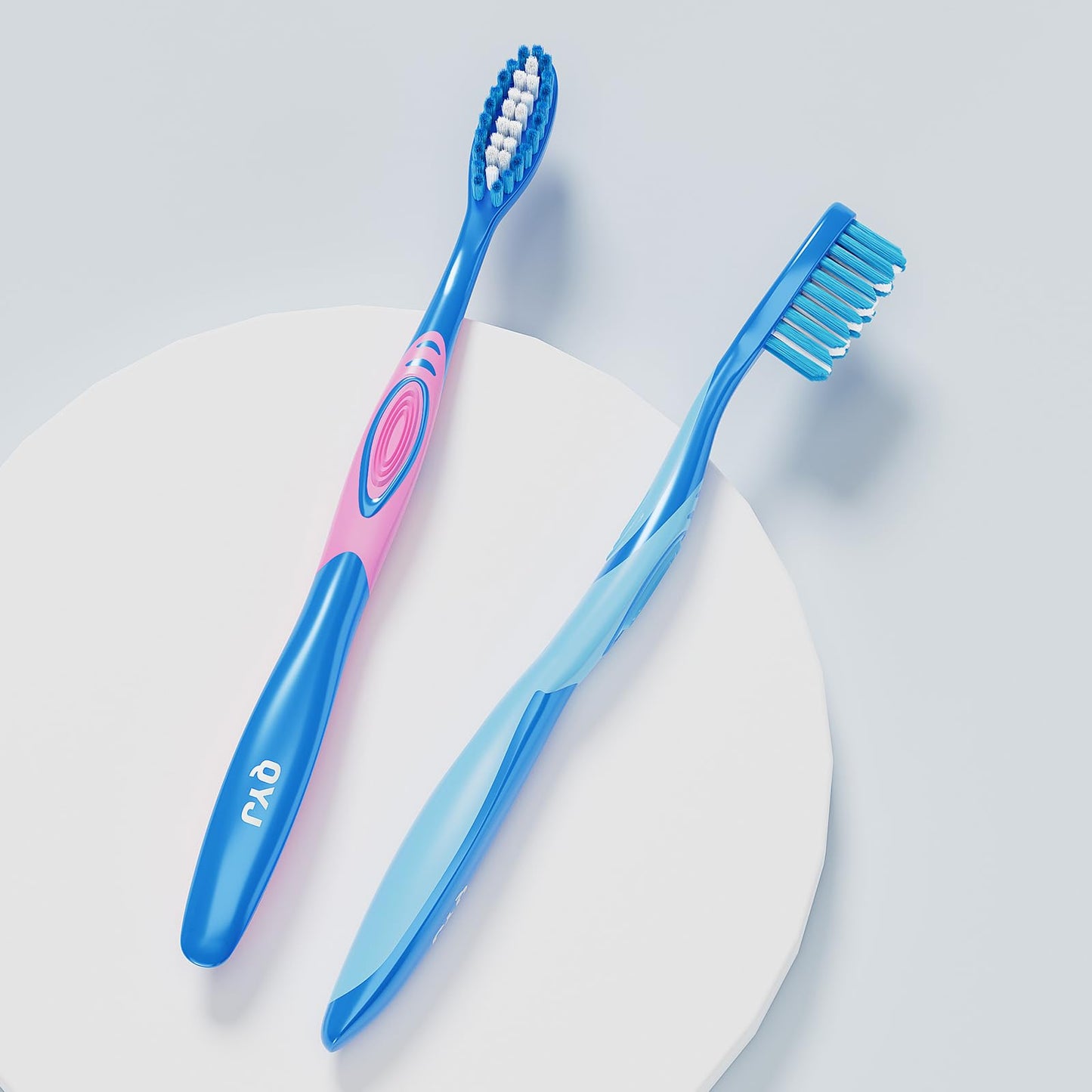 QYJ Manual Medium Bristles Toothbrush for Adults,Whitening Toothbrush with Spiral Medium Bristles for Smoke Tea Coffee Stain, Deep Plaque Removal, Rounded Bristle Tips for Gentle Cleaning, 5 Pack