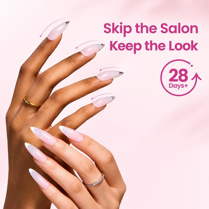 Beetles Tipex Lite Instant Apex Nail Tips, Medium Stiletto Gel Nail Tips, 16 Sizes 00-14, Built-in Apex for Natural Fit, Beginner-Friendly DIY Nail Extensions
