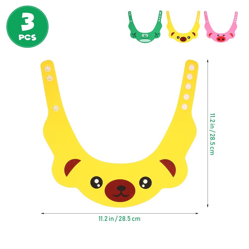 3Pcs Shower Cap, Soft Adjustable Baby Bath Caps Cartoon Hair Washing Shield Shower Hats Newborn Shampoo Shield for Infants
