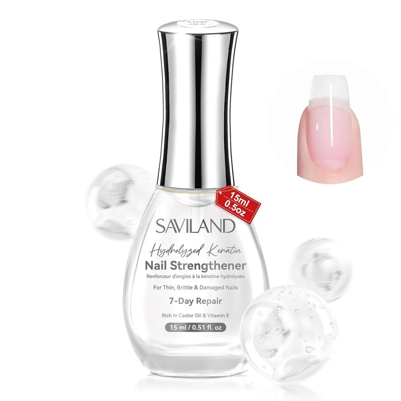 SAVILAND Nail Strengthener & 6 Ombre Nail Polish Set - Summer Colors, 15ml
