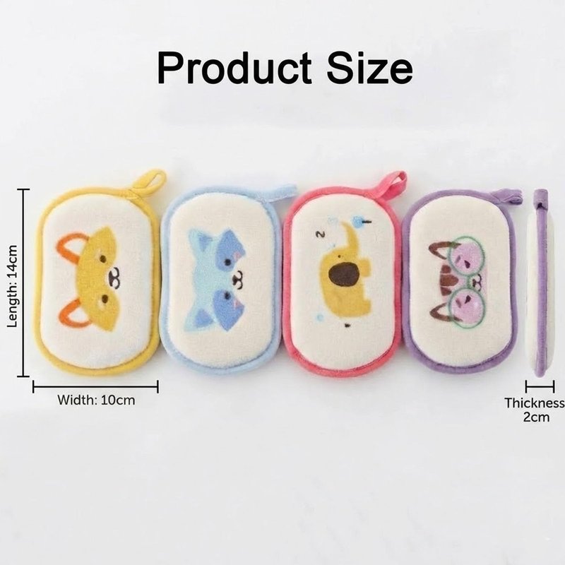 4Pcs Baby Bath Sponge, Cartoon Bath Loofah Sponge Absorbent Shower Sponges Soft for Women