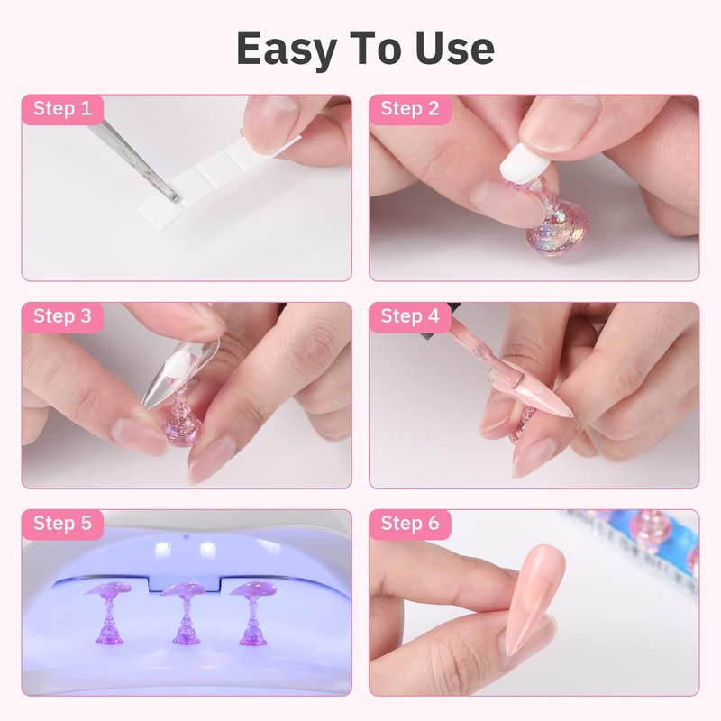 Etercycle 2 Set Nail Holder for Display Painting Nails - Aurora Acrylic Magnetic Practice Nail Stand Set - Fake Nail Holder for Press On Nails with Reusable Adhesive Putty (Aurora Pink)