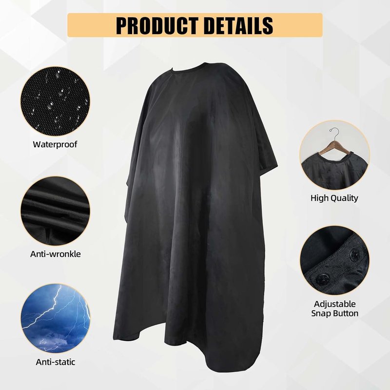 Omvoina Professional Haircut Cape - Adjustable Snap Closure & Neck Duster Brush | Unisex Salon Cape