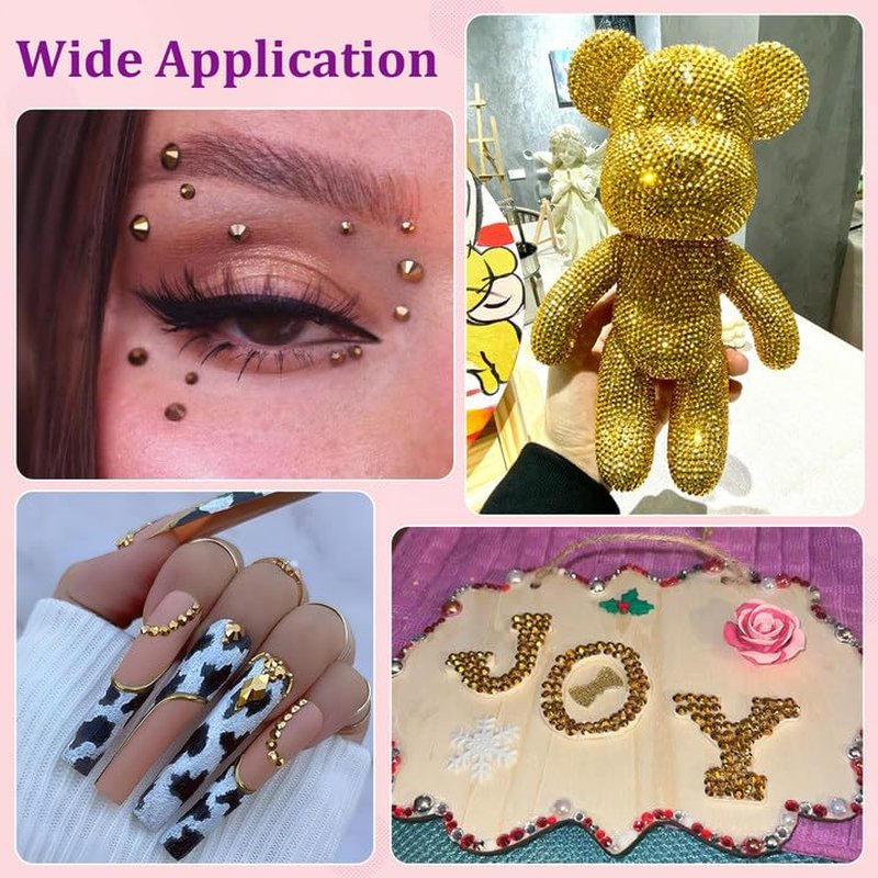 Mine Gold 25000 Pcs Resin Rhinestones - Mixed Sizes 2-6mm Flatback Gems for DIY Crafts & Decor
