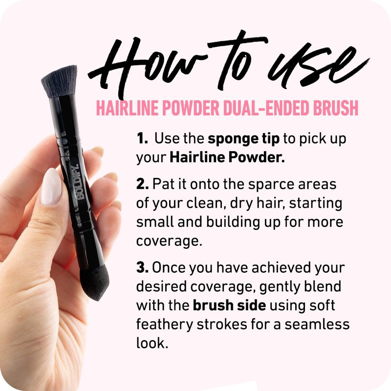 BOLDIFY Dual-Ended Hairline Powder Brush - Precision Makeup Brush Set with Sponge Tip for Seamless Blending - Ideal as a Concealer Brush, Hair Contour Brush, and Root Touch Up