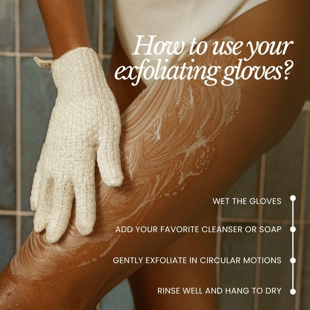 Bare Botanics 4 Pack Gray Exfoliating Gloves for Shower | 100% Nylon Fibers | Exfoliating Bath Gloves for Shower Exfoliating | Shower Gloves & Dead Skin Remover for Body | Wet & Dry Exfoliating Glove