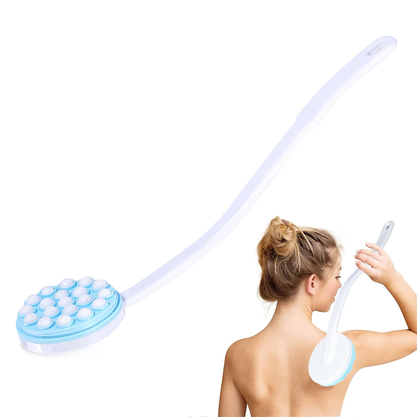 Agatige Back Lotion Applicator for Women Men, Back Bath Massager Long Handled Lotion Applicator Shower Brush for Body Back and Leg Bath Massaging Tool