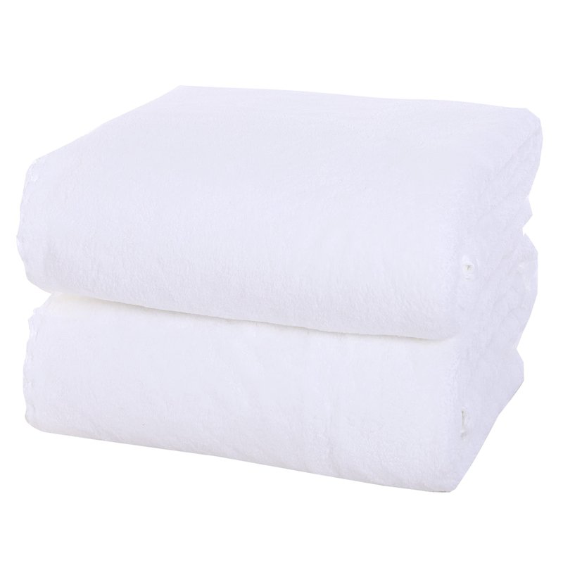 MOONQUEEN 2 Pack Premium Bath Towel Set - Quick Drying - Microfiber Coral Velvet Highly Absorbent Towels - Multipurpose Use as Bath Fitness, Bathroom, Shower, Sports, Yoga Towel (White)