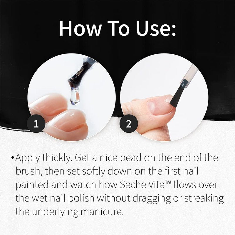 Seche Vite Dry Fast Top Coat – Quick Dry Clear Nail Polish Top Coat for High Gloss Shine, Long-Lasting Manicure, Made in the USA, 0.5 fl oz