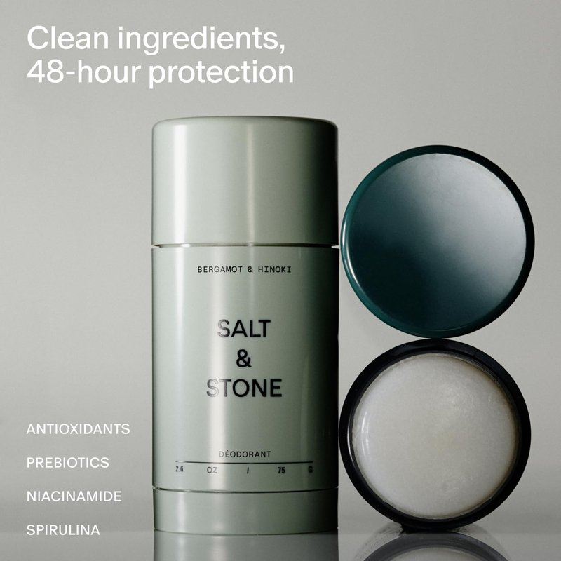 Salt & Stone Aluminum Free Deodorant | Extra Strength 48 Hour Protection for Women & Men | Made with Seaweed Extracts, Niacinamide & Prebiotics | Trio Set