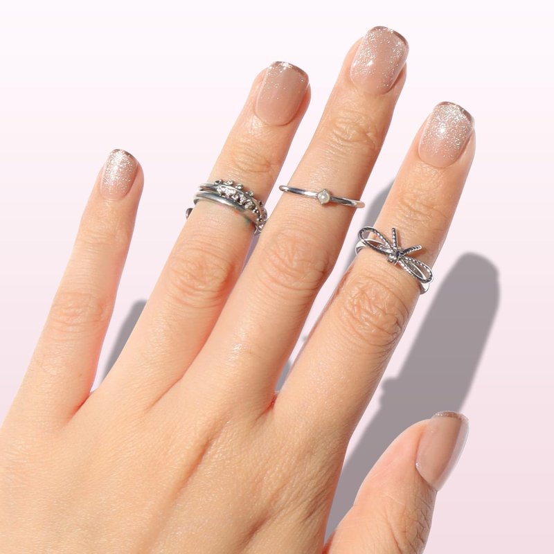 Nail Reformation Press On Nails, Shimmer Bright | Short Square Fake Nails in Brown French Tip on Neutral Base in Velvet Finish, Reusable Stick On Nails in 15 Sizes - 30 False Nail Kit for Women Gifts