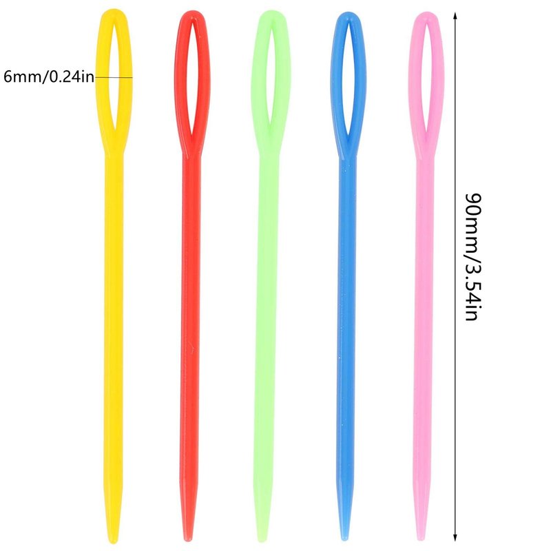 300 Piece Plastic Sewing Needle Set - Big Eye Safety Yarn & Crafting Needles - 3.54" Long - Ideal for Kids' Crochet, Darning & Handmade Projects - Random Color