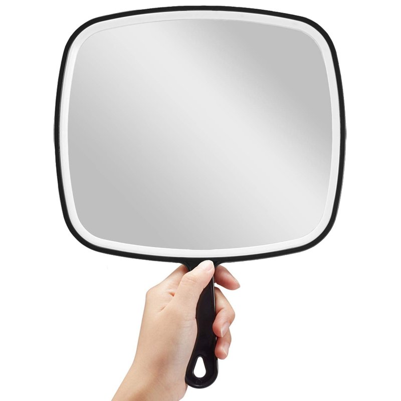 Extra Large Handheld Mirror - Black, 9" W x 12.4" L | Pack of 3 for Makeup & Grooming