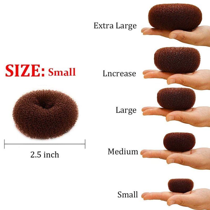 Hair Donut Bun Maker - 2PCS Ring Style for Kids | Small 2.5 Inch, Brown