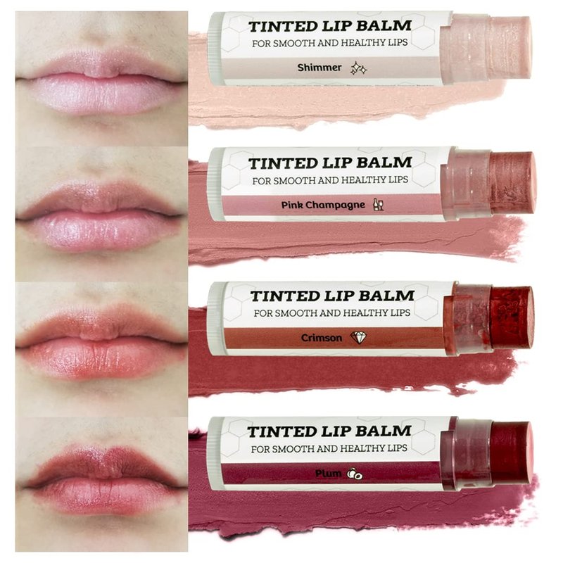 Earth's Daughter Tinted Lip Balm 4 Pack of Assorted Colors - Beeswax, Coconut Oil, Cocoa Butter, Vitamin E - Moisturize and Beautify - Paraben Free