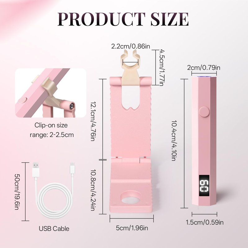 Mini Handheld UV Light for Gel Nails - Portable Rechargeable Nail Lamp with 2 Timers | Ideal for DIY and Travel