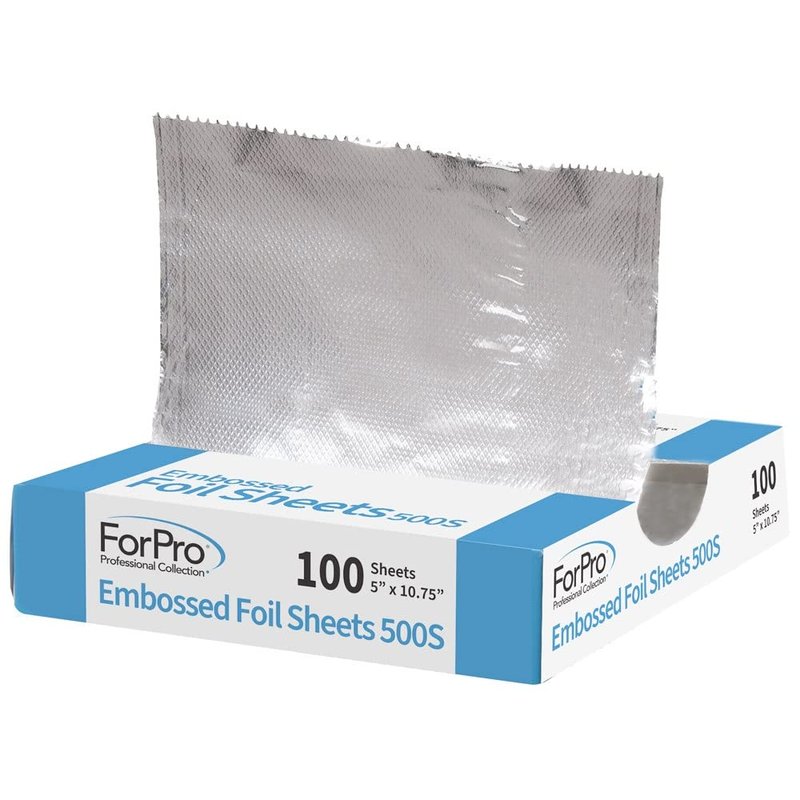 ForPro Professional Embossed Pop-Up Hair Foil Sheets for Salon Hair Color & Highlights, Pre-Cut Aluminum Foils, Non-Slip Embossed Texture, 5" W x 10.75" L, 100 Count