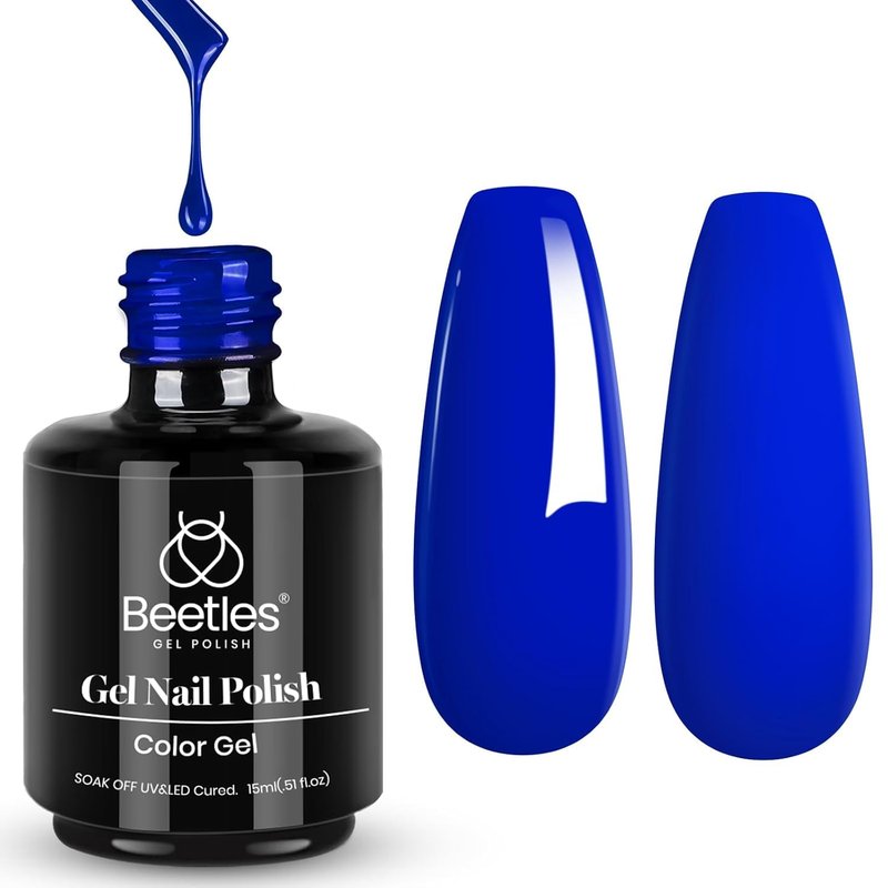 Beetles Blue Gel Nail Polish - Sapphire Love Color, Royal Blue Gel Polish, Soak Off Uv LED Spring Nails for Manicure Salon DIY Design for Women