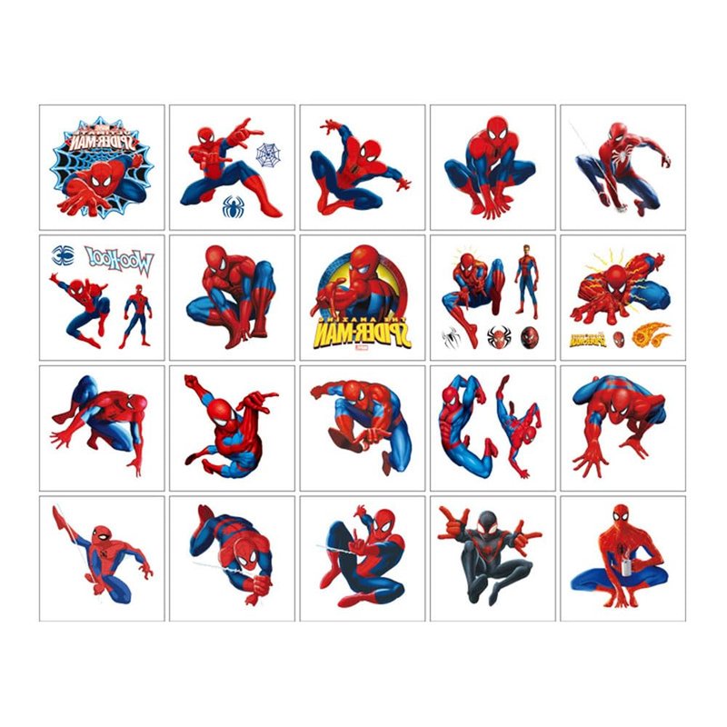 20Pcs Spiderman Temporary Tattoos for Kids, Cool Birthday Party Favors, Cute Cartoon Decoration Sticker Gifts for Girl Boys Home Activity Class Prizes Carnival Christmas Rewards