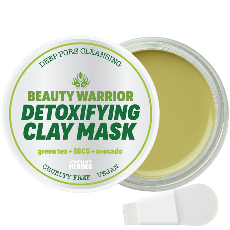 Handmade Heroes Green Tea EGCG Clay Mask – Facial Treatment Mask for Pore Minimizing, Oil Control & Calming. Detoxifying Clay Mask for Blemish Prone Skin