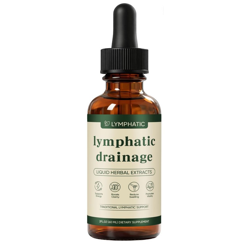 Lymphatic Drainage Drops, Bloat Relief & De-Puff, Immune & Lymph System Support Supplement, – Cleavers, Red Clover, Stillingia Root & Prickly Ash Bark, Fluid Retention, Vegan & Alcohol-Free, 2 Fl Oz