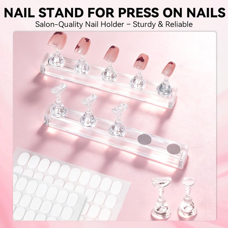 Press On Nail Stand - Magnetic Holder for Painting Nails | 200PCS Sticky Tabs for DIY Art Practice