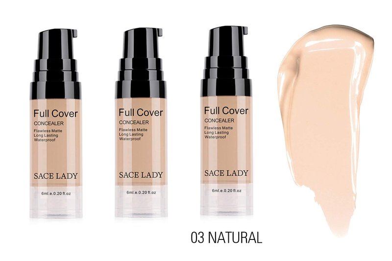 3 Pack Pro Full Cover Liquid Concealer, Waterproof Smooth Matte Flawless Finish Creamy Concealer Foundation for Eye Dark Circles Spot Face Concealer Makeup, Size:3×6ml/0.20Fl Oz, Natural