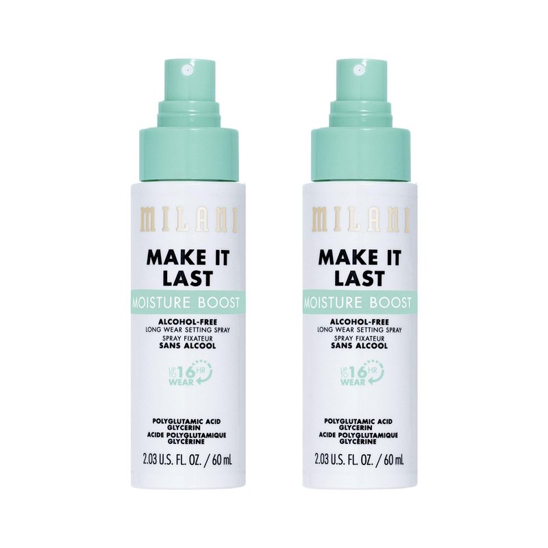 Milani Make It Last Moisture Boost Setting Spray - Alcohol Free Waterproof Makeup Finishing Mist - Hydrating & Soothing Formula for Sensitive Skin - 2 Count