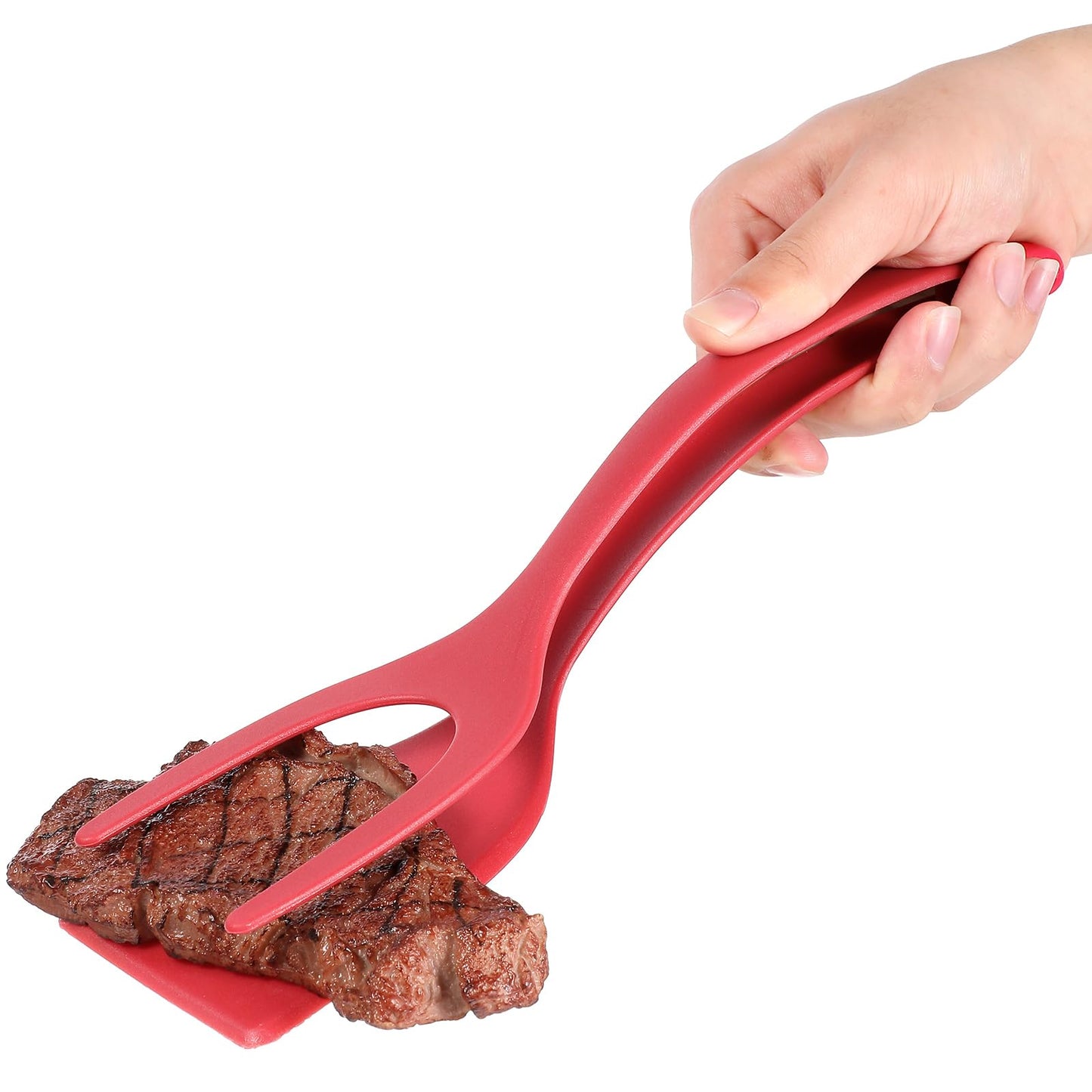 Hemoton 2 in 1 Egg Spatula and Tongs,Flipper Spatula for Bread Fish Toast Pancakes Omelettes and Fried Eggs,Non-Stick Silicone Kitchen Tool for Cooking Flipping and Gripping