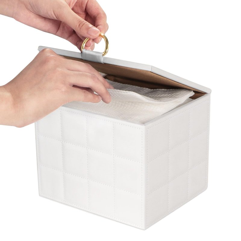 Disposable Face Towel Holder Box, White PU Leather Container for XL Clean Skin Club Face Towels, Reusable Organizer for Clean Skin Towel Makeup Wipe Holder Counter Bathroom Organizers and Storage