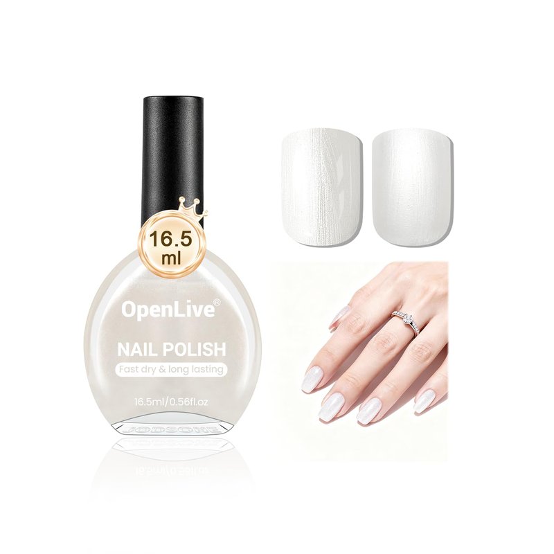 OpenLive 16.5ml White Glitter Nail Polish - Quick Dry, Long Lasting Shine for DIY Nail Art
