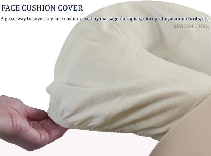 Pack of 20, Premium Microfiber Face Cradle Covers - Ultra Soft Fitted Massage Table Cradle Cover, Spa Table Headrest Protectors (Ivory)