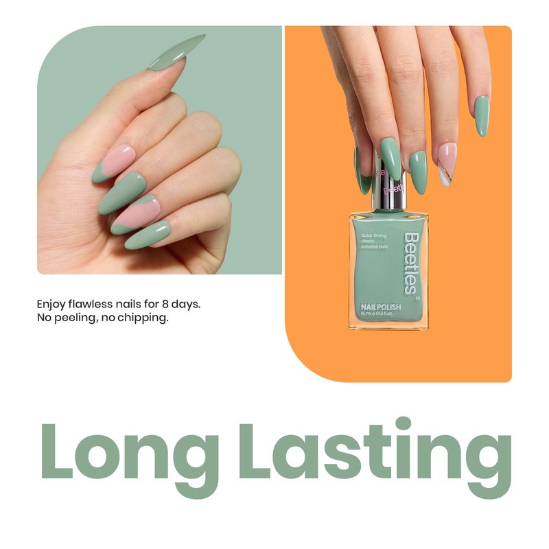 Beetles Green Nail Polish 1Pcs 15ml Fast Drying & Long Lasting Nail Polish Serene Oasis Green Nail Lacquer Finish Nail Art Design for Women