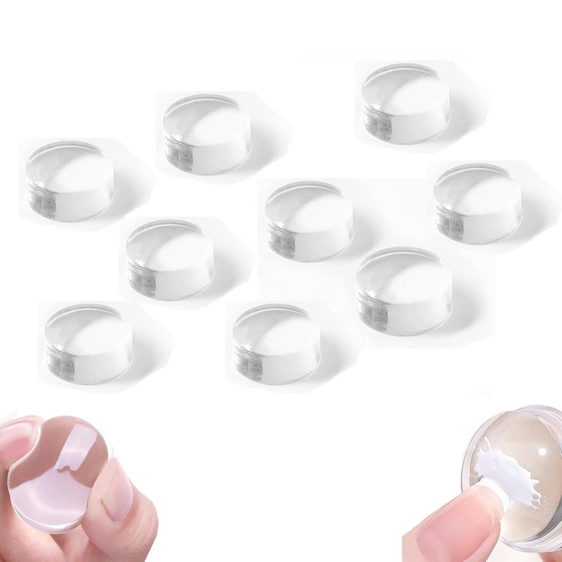 Skiennix 9 PCS Clear Jelly Silicone Nail Art Stamper Kit - Transparent Stamping Tools for French Tips