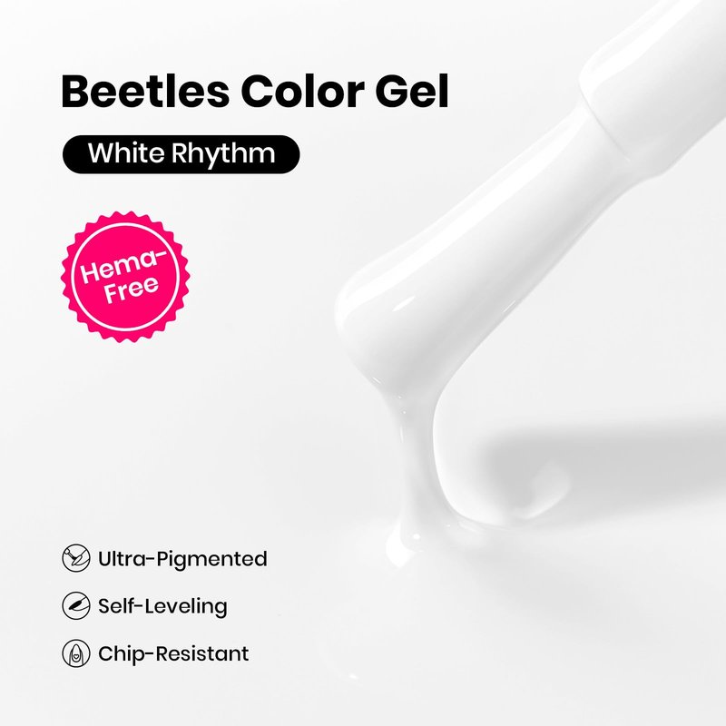 Beetles HEMA Free Gel Polish Set 15ml, White Gel Nail Polish with Gel Base and Top Coat, UV LED Soak Off Gel Polish Kit for Sensitive Nails, DIY French Tip Manicure