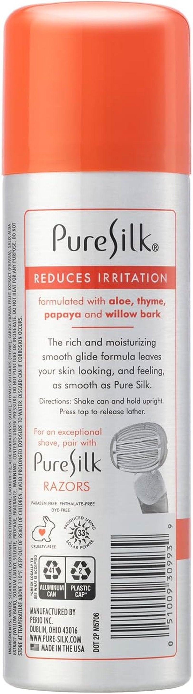 Silk Shaving Cream for Sensitive Skin - Aloe & Papaya Infused | Smooth Glide Formula, Rust-Proof Can | 7.25 Oz (Pack of 6)