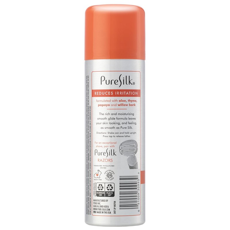 Pure Silk Sensitive Skin Shaving Cream for Women | Shave Cream Infused with Aloe, Papaya and Willow Bark | Smooth Glide Formula, Rust-Proof Can, USA Made | 7.25 Oz (Pack of 6)