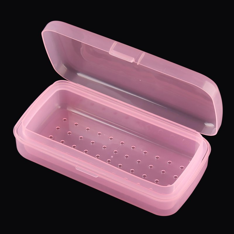 Nail Tool Sterilizer Box Plastic Sterilization Tray for Nail Art Accessories Tools, Disinfectant Container Soaking Box with Strainer Pedicure Manicure Cleaning Equipment, Pink