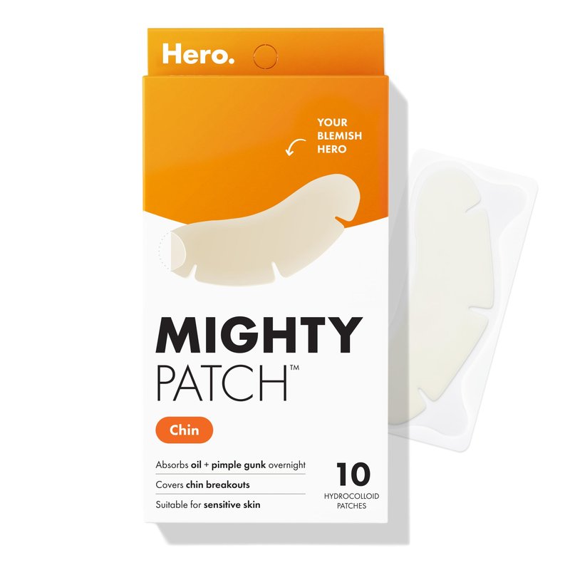 Mighty Patch Hero Cosmetics Chin Patch - XL Contoured Hydrocolloid Chin Patch for Blemishes and Pimples - Non-Irritating (10 Count)