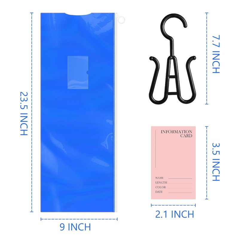 3PCS Wig Holder: Dust-Proof PVC Wig Storage Bag with Hook & Hook & Waterproof Feature, Perfect for Multiple Wigs, Transparent & Portable (Blue)