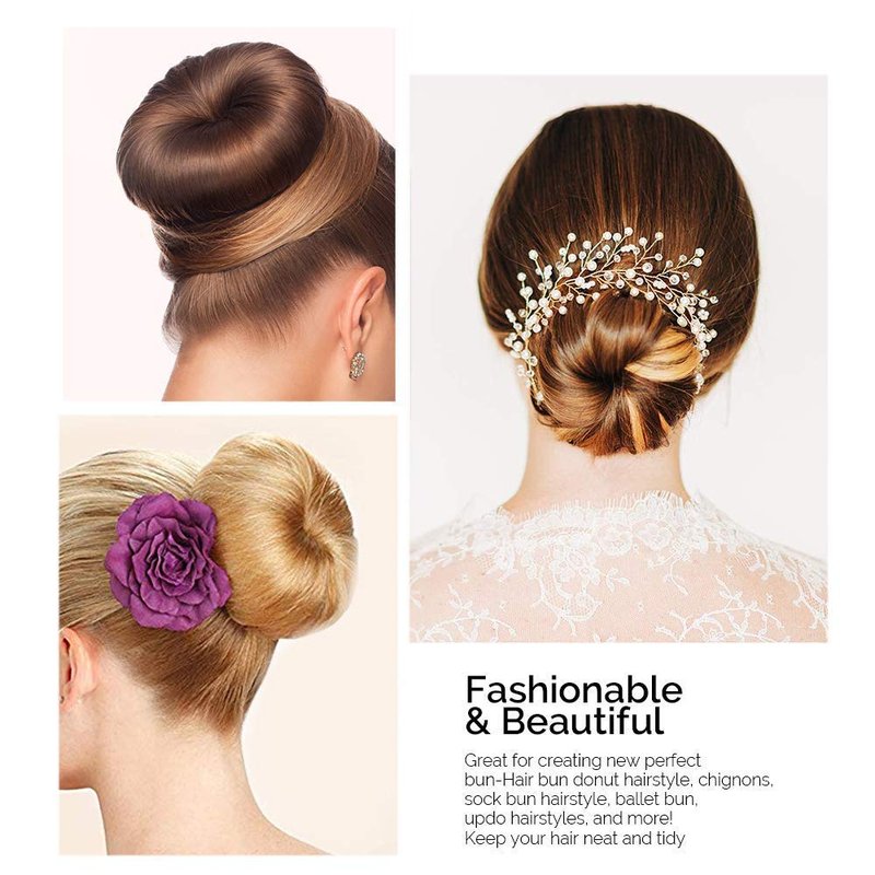 Hair Donut Bun Maker Set - 2PCS Ring Style Chignon Shaper for Kids | Short & Thin Hair (2.5 Inch/Brown)