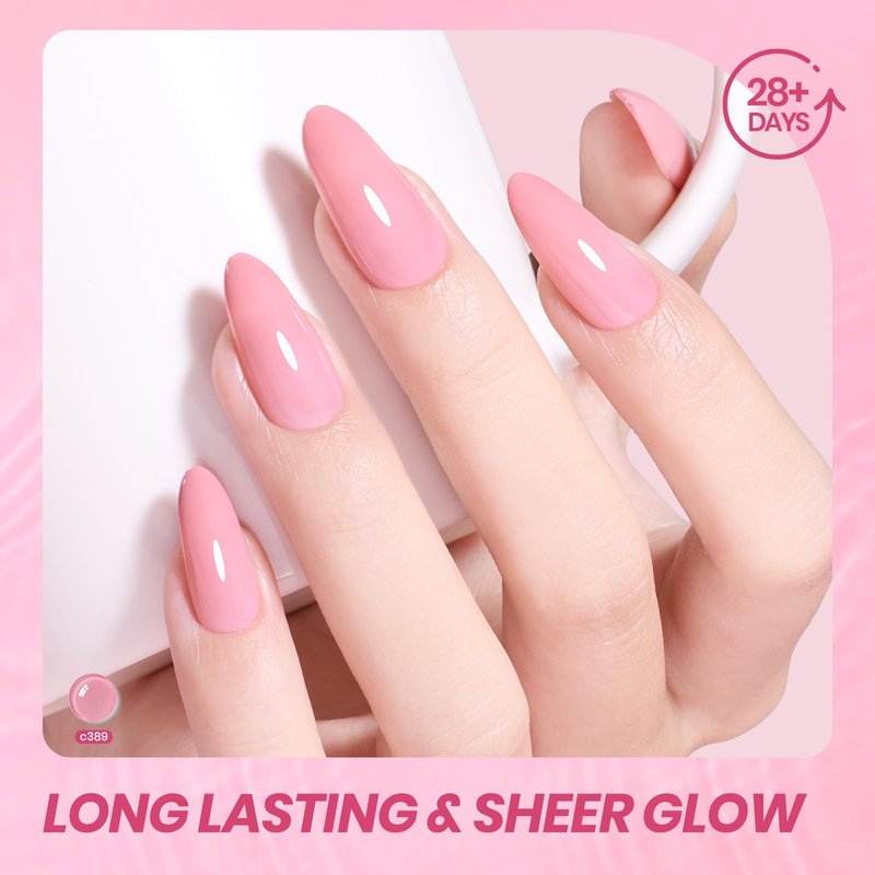 Beetles Nude Pink Gel Nail Polish - Blush Cappuccino Clear Pink, 7.5ML Natural Jelly Gel Polish Sheer Translucent Colors Nail Concealer Soak Off UV French Nail Art Manicure Gift for Women