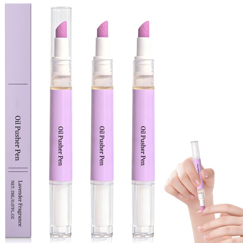 Skiennix 2-in-1 Cuticle Oil Pusher Pen - Ceramic Nail Care Tool for Moisturizing & Brightening Dry Nails