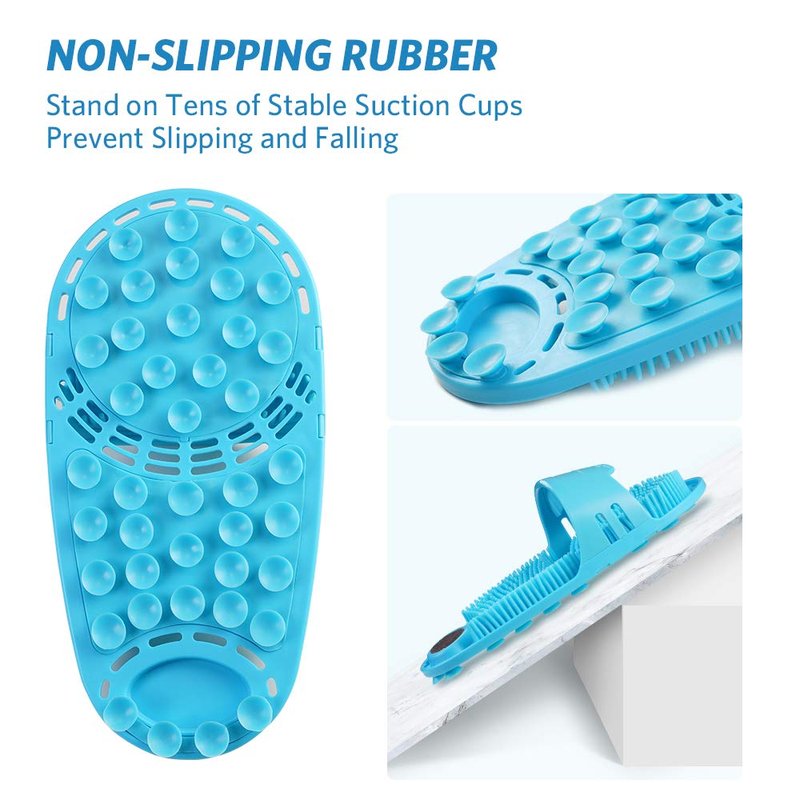 meidong Silicone Shower Foot Scrubber Personal Foot Massage and Cleaning, Non-Slip Foot Scrubber for Men and Women (1PCS Blue)