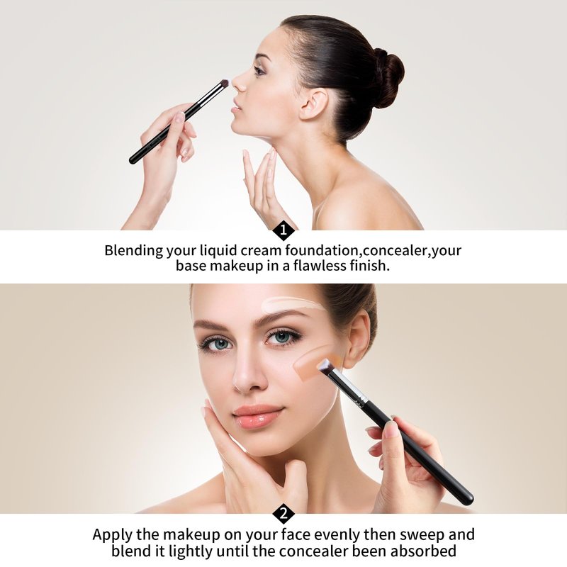 EIGSHOW Angled Concealer Brush Under Eye for Covering Sun Spots Acne Blemishes Concealing Contouring Setting with Liquid Cream (E861)