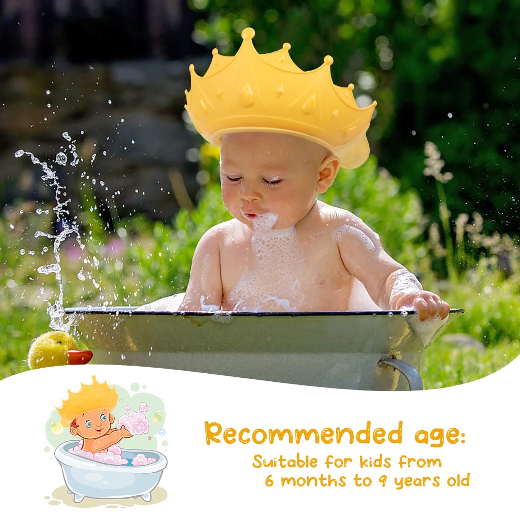 2PCS Baby Shower Cap for Kids, Adjustable Baby Hair Washing Shield Toddler Visor Hat for Eyes and Ears Protection Shampoo Cap for 0-9 Years Old Children