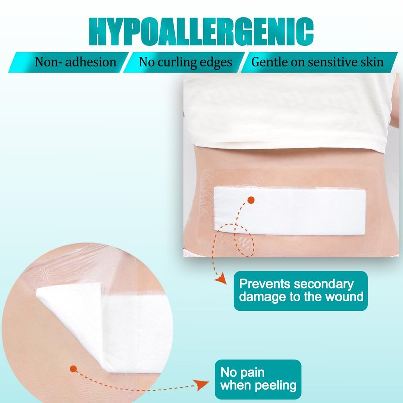 Transparent Film Dressing with Pad Waterproof Clear Bandages for Tattoo Aftercare Bandage,Scar Therapy,Wound Care 4x8 inch 20 Packs